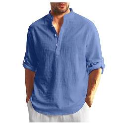 T Shirt Weiß Top Sommer Top Basic Crop Top Unterhemd Herren Herren Hemd Langarm Regular Fit Cordhemd Herren Männer Unterhemden(Blau, 5XL) von SHE.White