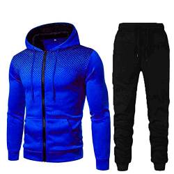 Trainingsanzug Herren Baumwolle Männer Tupfen Langarm Reißverschluss Jogging Anzug Gym Trainingsanzug Tracksuit Jogginghose Jogginganzug Herren Grau Hoodie Herren Winter Trainingsanzug(1-Blue,Xxl) von SHE.White