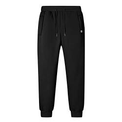 Trainingshose Herren Lang Männer Warme Fleece Jogginghosen Thermo Baumwolle Sherpa Gefütterte Sweathose Gefütterte Jogginghose Winter Sporthose Jogginghose Laufhose Winter - Innen Angeraut(3-Black,Xl) von SHE.White