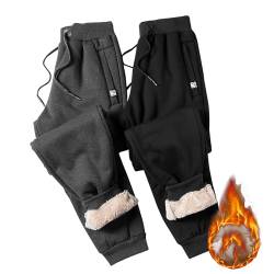 Warme Jogginghose Herren Männer Warme Fleece Jogginghosen Thermo Baumwolle Sherpa Gefütterte Sweathose Sweathose Herren Lang Jogginghose Gefüttert Herren Thermo-Jogginghose Für Herren(1-Black,XL) von SHE.White