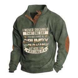 Zopfmuster Pullover Herren Halloween Pullover Herren Halloween Shirt Herren Thermo Shirt Herren Longshirt Hemd Mit Kapuze Herren Langarmshirt Herren Sport Clothing & Wardrobe Storage(1-Army Green, L) von SHE.White