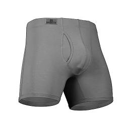 Sheath Herren Unterwäsche mit Dual Pouch 3.21 Fly Boxer Briefs - Grau - X-Large von SHEATH