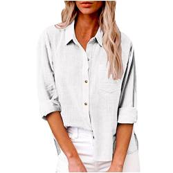 SHECO Damen Cardigan Revers Hemden Roll up Langarm V-Ausschnitt Leicht Lässig Langarmshirt Hemd Bluse für Frauen Freizeitkleidung Front Offene Streetwear musselin Bluse S-5XL von SHECO