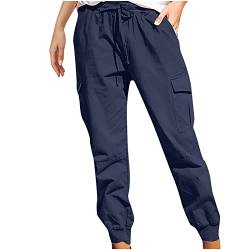 SHECO Damen Cargohose Cargo Pants Baggy Multi Taschen High Waist Stretch Wanderhose Cargo Hose Sport Jogginghose mit Elastischen in vielen Farben erhältlich, Größen XS - 4XL von SHECO