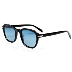 Retro Square Sonnenbrille für Männer Frauen Trendy Oval Getönte Linse See ThroughTransparent Blau 90er Jahre Brillen von SHEEN KELLY