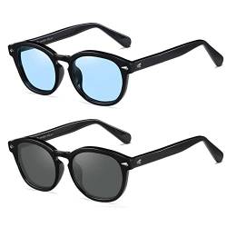 SHEEN KELLY 2PCS Vintage Runde Sonnenbrille Frau Eyewear Männer Sonnenbrille Rosa Blau von SHEEN KELLY