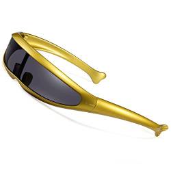 SHEEN KELLY Futuristisch Zyklop Sonnenbrille für Cosplay Schmale Zyklopen Erwachsene Party Wrap Gläser Spiegel von SHEEN KELLY