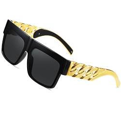 SHEEN KELLY Mode Promi inspiriert Gold Metall Kette Kim Kardashian Beyonce Sonnenbrille Jahrgang Hip-Hop-Sonnenbrille von SHEEN KELLY