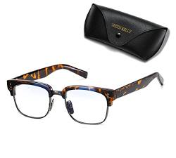 SHEEN KELLY Neue Big Fashion Beckham Sonnenbrille für Männer Frauen Vintage Brand Design Halbrahmen halbfreie klare Linsen-Browline-Brille von SHEEN KELLY