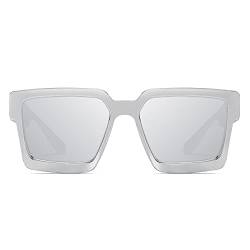 SHEEN KELLY Retro Flat Top Sonnenbrille Metall Quadratische Augenmaske Punk Rock Hip Hop Retro Sonnenbrille für Männer und Frauen von SHEEN KELLY