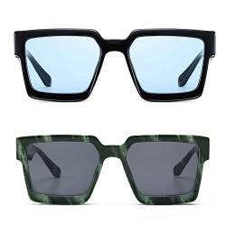 SHEEN KELLY Retro Flat Top Sonnenbrille Metall Quadratische Augenmaske Punk Rock Hip Hop Retro Sonnenbrille für Männer und Frauen von SHEEN KELLY