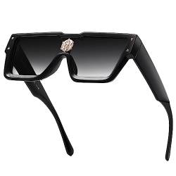 SHEEN KELLY Retro Rechteckig Strass Sonnenbrille Für Frauen Männer Vintage Flach Top Quadratisch Brillen Männer Frauen (3) von SHEEN KELLY