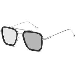 SHEEN KELLY Retro Sonnenbrille Quadratische Metallrahmen für Männer Frauen Klassiker Sonnenbrille Piloten Schwarz Linsen 1:1 von SHEEN KELLY