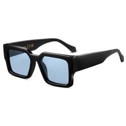 SHEEN KELLY Retro dicke rechteckige klobige Sonnenbrille Damen Herren trendige schmale quadratische schwarze Schildpatt-Rahmenmode der 90er Jahre Brille von SHEEN KELLY