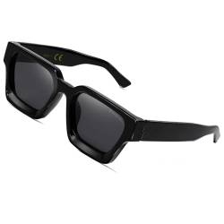 SHEEN KELLY Retro dicke rechteckige klobige Sonnenbrille für Frauen Männer trendy klassisch schmaler quadratischer schwarzer Schildpatt Rahmen Mode -Sonnenbrille von SHEEN KELLY