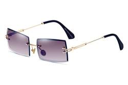 SHEEN KELLY Square Ultra-Small Frame Sonnenbrille für Frauen Männer Rectangle Retro durchsichtige Linse randlose Sonnenbrille von SHEEN KELLY