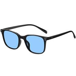 SHEEN KELLY TR90 Polarisierte Sonnenbrille Quadrat für Männer Frauen Schwarze Rahmen Brille Downey Durchsichtige Linse Blau getönt von SHEEN KELLY