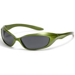 SHEEN KELLY Wrap Around Rectangle Sonnenbrille für Frauen Männer Trendy Riding Glasses Streamlined Bügel von SHEEN KELLY