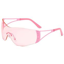 SHEEN KELLY Wrap Around Y2K Sonnenbrille für Damen Herren Trendige randlose futuristische Brillen Fashion Gradient Lens von SHEEN KELLY