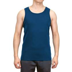 SHEEP RUN Leichtes Herren-Tanktop aus 100 % Merinowolle, feuchtigkeitsableitend, atmungsaktiv, Meerblau (Atlantic), Mittel von SHEEP RUN