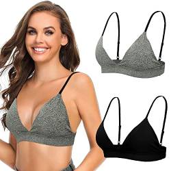 SHEKINI BH Damen Ohne Bügel Push Up BH Set Frauen Sexy Bustier Bralette Sport BH Nahtloser mit Abnehmbare Gepolstert BH Rückenfrei Tiefer Ausschnitt Sexy Unterwäsche 2er Pack von SHEKINI