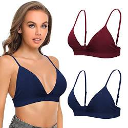 SHEKINI BH Damen Ohne Bügel Push Up BH Set Frauen Sexy Bustier Bralette Sport BH Nahtloser mit Abnehmbare Gepolstert BH Rückenfrei Tiefer Ausschnitt Sexy Unterwäsche 2er Pack von SHEKINI