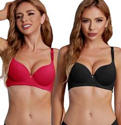 SHEKINI BH Damen mit Bügel T-Shirt BH Set Nahtloser Klassische BHS Dessous 2er Pack von SHEKINI