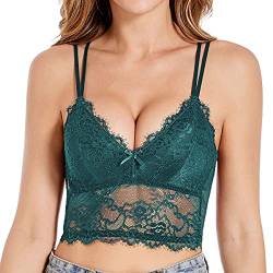 SHEKINI BH Damen ohne Bügel Bralette Damen Spitze Abnehmbare Gepolstert BH Unterhemden Racerback Spaghettiträger Bustier Spitzen Cami Tops Sexy Unterwäsche Dessous von SHEKINI