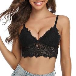 SHEKINI BH Damen ohne Bügel Spitze Bralette Triangle-BH mit Abnehmbare Gepolstert Bustier Sexy Unterwäsche Atmungsaktiv und Bequem von SHEKINI