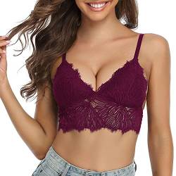 SHEKINI BH Damen ohne Bügel Spitze Bralette Triangle-BH mit Abnehmbare Gepolstert Bustier Sexy Unterwäsche Atmungsaktiv und Bequem von SHEKINI