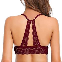 SHEKINI BH ohne Bügel Bralette Damen Spitze Triangel-BH mit Abnehmbare Gepolstert Bustier Racerback BH Sexy Unterwäsche von SHEKINI