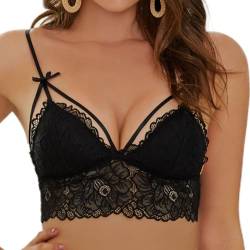 SHEKINI Damen BH ohne Bügel Elegante Bralette Spitze Abnehmbare Gepolstert Tiefer Ausschnitt BHS von SHEKINI