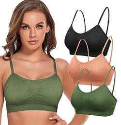 SHEKINI Damen Nahtlose Komfort Gepolsterte Bra Armband BH Bustier Push up Yoga Stretch Ohne Bügel Light Sports BH Yoga Bra Top für Yoga Fitness-Training 3er Pack von SHEKINI