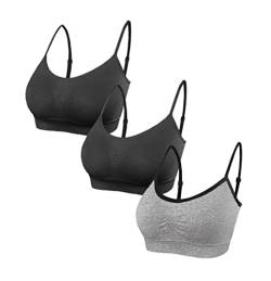 SHEKINI Damen Nahtlose Komfort Gepolsterter BH Bustier Push up Ohne Bügel Sports BH Yoga Stretch Yoga Bra Top 3er Pack (XS/S,F-6005) von SHEKINI