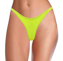 SHEKINI Damen Niedrige Taille String Tanga Charmant Brasilianer Bikinihose Sexy Thong Bikini Unterteil Badehose Schwarz Bademode（M, Fluoreszierendes Gelb F） von SHEKINI