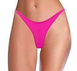 SHEKINI Damen Niedrige Taille String Tanga Charmant Brasilianer Bikinihose Sexy Thong Bikini Unterteil Badehose Schwarz Bademode（M, Fluoreszierendes Rosa F） von SHEKINI