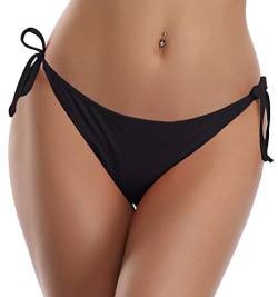 SHEKINI Damen Sexy Bikini Bademode Klassischer Triangel Badeanzug für Frauen (S, Bikinihose -Schwarz) von SHEKINI