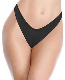 SHEKINI Damen Sexy Brasilianer Tanga Niedrige Taille Ruched Micro Bikinihose Bikini String Thong Schwarz Badeanzug Badehose für Frauen (Schwarz C,XL) von SHEKINI