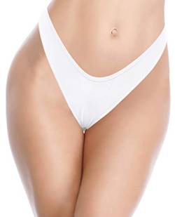 SHEKINI Damen Sexy Brasilianer Tanga Niedrige Taille Ruched Micro Bikinihose Bikini String Thong Schwarz Badeanzug Badehose für Frauen (Weiß C,L) von SHEKINI