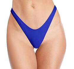 SHEKINI Damen V Schnitt Niedrige Taille Tanga Charmant Brasilianer Bikinihose Sexy Chic Thong Bikini Unterteil Badehose String Schwarz Badeanzug (L,Königsblau-1) von SHEKINI