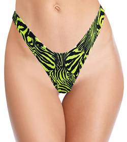 SHEKINI Damen V Schnitt Niedrige Taille Tanga Charmant Brasilianer Bikinihose Sexy Chic Thong Bikini Unterteil Badehose String Schwarz Badeanzug (M, Zebra Streifen) von SHEKINI