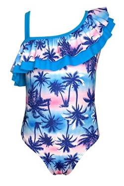 SHEKINI Mädchen Einteiliger Badeanzüge Süßer Rüschen Bikinis Gedruckt Verstellbar Mädchen Einteiliger Bademode für 6-14 Jahre (6-8 Jahre,Blau A) von SHEKINI