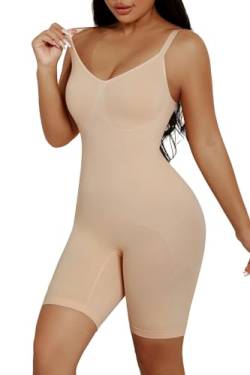 SHEKINI Shapewear Damen Body Shaper Bodysuit Nahtlos V-Ausschnitt Formende Bodys Bauchweg Ganzkörper Ärmellos Shaping Effektive Tank Top Jumpsuit Figurformender Taillenmieder Miederbody von SHEKINI