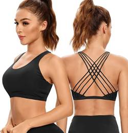 SHEKINI Sport-BH mit Rückenkreuz Push up BH ohne Bügel Cross Back Bustier Damen Gepolstert Yoga Laufen Training Fitness Bra von SHEKINI