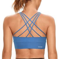 SHEKINI Sport-BH mit Rückenkreuz Push up BH ohne Bügel Cross Back Bustier Damen Gepolstert Yoga Laufen Training Fitness Bra von SHEKINI