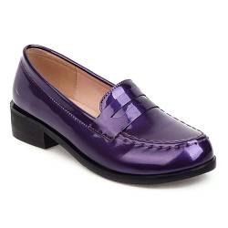 SHEMEE Damen Loafer Frauen Halbschuhe Mokassins Lackleder Damen Klassische Schuhe Slipper College Office Businessschuhe,Lila (Purple) EU 39 von SHEMEE