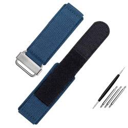 Nylon-Armband, for Panerhai for Seiko Canned Abalone for Mido for Citizen Klettverschluss-Uhrenarmband for den Außenbereich, 22 mm (Color : Blue-Steel, Size : 22mm) von SHENGANG