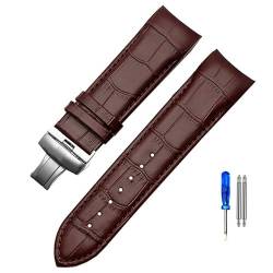SHENGANG Uhrenarmband aus echtem Leder mit gebogenem Ende, 22 mm, 23 mm, 24 mm, for Tissot Couturier T035, Uhrenarmband, Stahlschnalle, Armband, braun (Color : Brown-Silvery, Size : 23mm) von SHENGANG