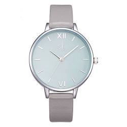 SHENGKE Damen Armbanduhr Kreative Frauen Uhren Marke Uhr Frauen Mesh Kleid Uhr Echtes Leder(K0056L-Grey) von SHENGKE