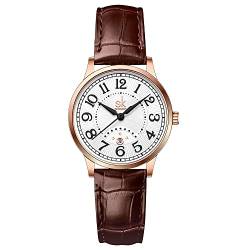 SHENGKE SK Classic Business Women Watches with Stainless Steel Band and Genuine Leather Elegant Ladies Calendar Watch(Brown), K0150L von SHENGKE